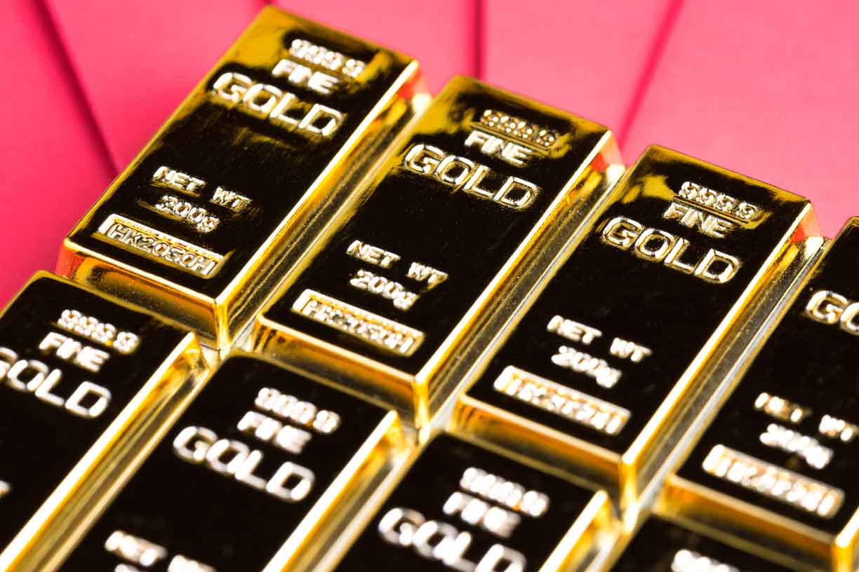Close up view of gold bars