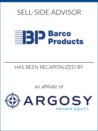 tombstone - sell-side transaction -Barco Products Argosy Private Equity logos