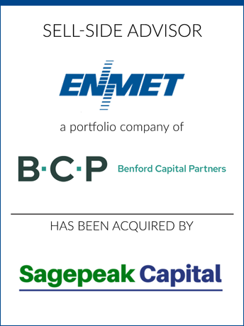 tombstone - sell-side transaction ENMET Benford Capital Partners Sagepeak Capital logos