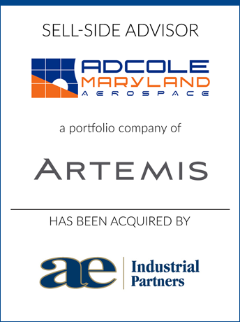 tombstone - sell-side transaction Adcole Maryland Aerospace Artemis AE Industrial Partners logos