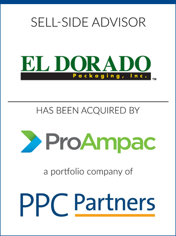 tombstone - sell-side transaction El Dorado Packaging ProAmpac PPC Partners logos