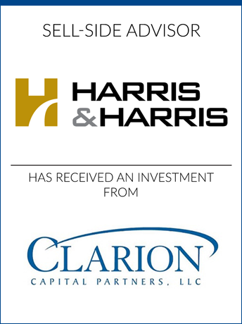 tombstone - sell-side transaction Harris and Harris and Clarion Capital Partners LLC logo 2019