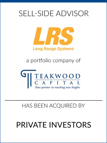 tombstone - sell-side transaction Long Range Systems Teakwood Capital logos