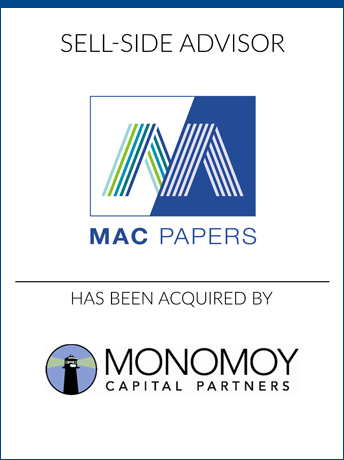 tombstone - sell-side transaction Mac Papers Inc 2020 and Monomoy Capital Partners logo
