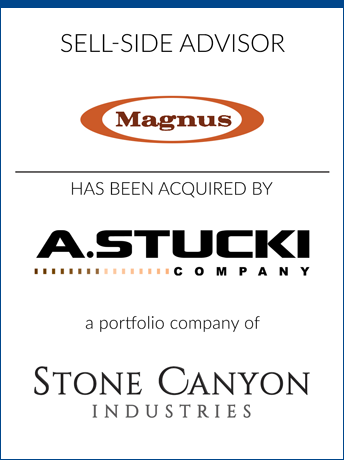 tombstone - sell-side transaction Magnus A. Stucki Stone Canyon Industries logos