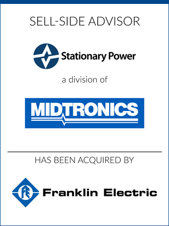 tombstone - sell-side transaction Stationary Power Midtronics Franklin Electric logos