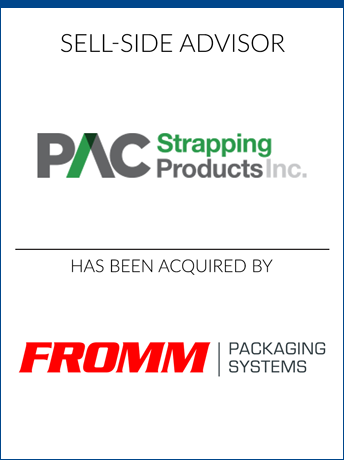 tombstone - sell-side transaction PAC Strapping Products and FROMM Packaging Systems logo 2018