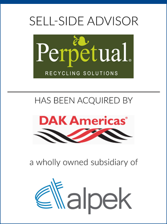 tombstone - sell-side transaction Perpetual Recycling Solutions LLC and DAK Americas and alpek logo  2019