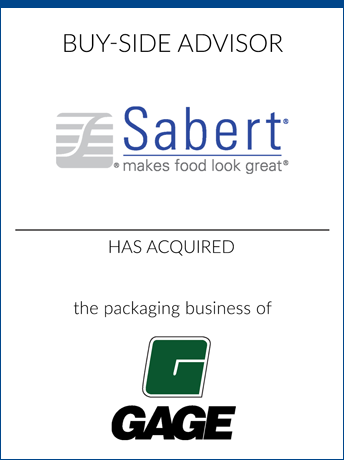 tombstone - buy-side transaction Sabert Gage logos