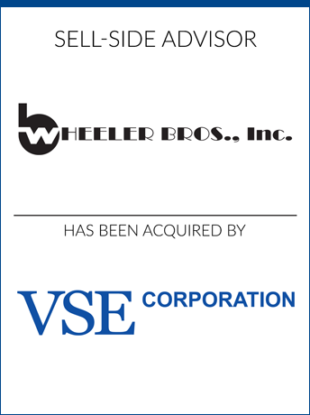 tombstone - sell-side transaction Wheeler Bros., Inc. VSE Corporation logos